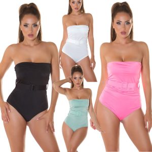 Sexy Koucla Bandeau Bodysuit with belt body top donna fascia cintura