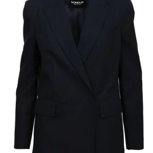 Giacca Doppiopetto in Gabardina di Cotone Blu