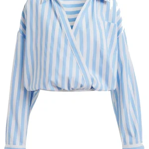 Camicia Hare1 Cache Coeur a Righe Celeste e Bianca
