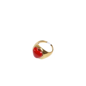 Anello Chevalier in Ottone con Cuore Smaltato Rosso
