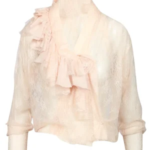 Blusa in Pizzo con Rouches Cipria