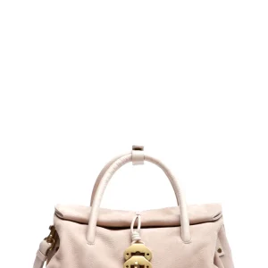 Borsa a Mano Dotta Jones Small in Pelle Scamosciata Cipria